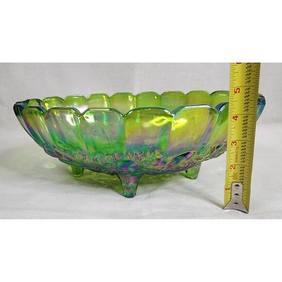 Indiana Glass Green Carnival Glass Serving Bowl – Iridescent – 1960s–1970s – 12¼ - Picture 10 of 10